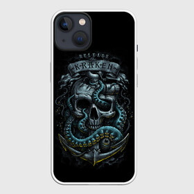 Чехол для iPhone 13 с принтом ВЫПУСТИТЬ КРАКЕНА в Кировске,  |  | kraken | monster | ocean | sea | skull | кальмар | кости | кракен | монстр | морской | океан | череп | чудовище | щупальца | якорь