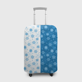 Чехол для чемодана 3D с принтом Снежинки (зимняя пора) в Кировске, 86% полиэфир, 14% спандекс | двустороннее нанесение принта, прорези для ручек и колес | merry christmas | дед мороз | ёлка | зима | мороз | новый год | подарок | праздник | рождество | с новым годом | сантаклаус | снег | снеговик | снегурочка | снежинки | снежные узоры | узоры
