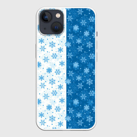 Чехол для iPhone 13 с принтом Снежинки (зимняя пора) в Кировске,  |  | merry christmas | дед мороз | ёлка | зима | мороз | новый год | подарок | праздник | рождество | с новым годом | сантаклаус | снег | снеговик | снегурочка | снежинки | снежные узоры | узоры