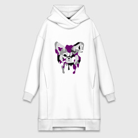 Платье-худи хлопок с принтом Red Panda Camo Purple в Кировске,  |  | Тематика изображения на принте: animal | black | camo | camouflage | jungle | panda | purple | red | red panda | white | белый | джунгли | животные | камуфляж | красная панда | красный | панда | фиолетовый | черный