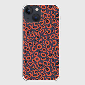 Чехол для iPhone 13 mini с принтом Абстракция квадраты и круги в Кировске,  |  | abstraction | shapes | squares | абстракция | квадраты | круги | оранжевый | принт | серый | фигуры | черный