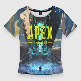 Женская футболка 3D Slim с принтом APEX Legends boom в Кировске,  |  | apex | apex legends | battle royal | game | games | батл роял | игра | игры | орех