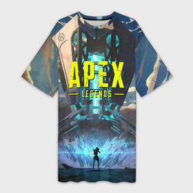 Платье-футболка 3D с принтом APEX Legends boom в Кировске,  |  | apex | apex legends | battle royal | game | games | батл роял | игра | игры | орех
