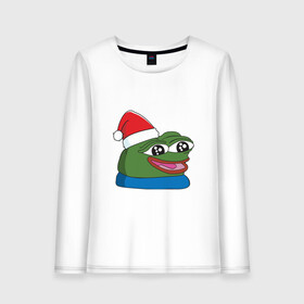 Женский лонгслив хлопок с принтом Pepe, pepe happy, Пепе хеппи, pepe happy new year в Кировске, 100% хлопок |  | Тематика изображения на принте: frog pepe | happy | happy new year | mem | meme | peepo | pepe | pepe happy | pepe happy new year | лягушка пепе | лягушонок | лягушонок пепе | пепе хеппи | хеппи