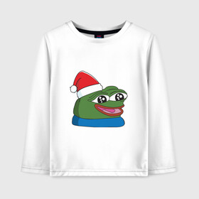 Детский лонгслив хлопок с принтом Pepe, pepe happy, Пепе хеппи, pepe happy new year в Кировске, 100% хлопок | круглый вырез горловины, полуприлегающий силуэт, длина до линии бедер | Тематика изображения на принте: frog pepe | happy | happy new year | mem | meme | peepo | pepe | pepe happy | pepe happy new year | лягушка пепе | лягушонок | лягушонок пепе | пепе хеппи | хеппи