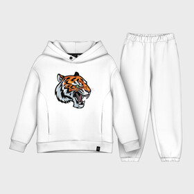 Детский костюм хлопок Oversize с принтом Face Tiger в Кировске,  |  | Тематика изображения на принте: 2022 | animal | cat | lion | tiger | год тигра | животные | зверь | зубы | кот | кошка | лев | охотник | полосатый | природа | тигр | тигренок | тигрица | хищник