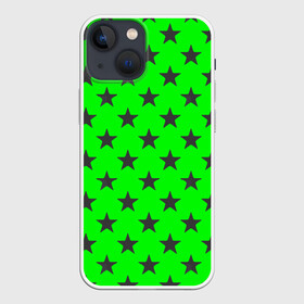 Чехол для iPhone 13 mini с принтом звездный фон зеленый в Кировске,  |  | звезда | звездочка | звезды | зеленый | монохром | неоновый | салатовый | фон