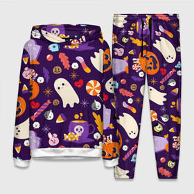 Женский костюм 3D (с толстовкой) с принтом HALLOWEEN BTS BT21 PATTERN | БТ21 БТС ХЕЛЛОУИН в Кировске,  |  | army | bangtan boys | bt21 | bts | bts stickers | chimmy | cooky | koya | mang | monster | rap monster | rapmon | rj | rm | shooky | tata | van | бтс | ви | джейхоуп | джонгук | реп монстр | стикеры bts | сюга | чимин | чин