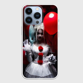 Чехол для iPhone 13 Pro с принтом Плохая девочка с красными шарами в Кировске,  |  | bad girl | balloons | blonde | clown | girl | halloween | happy halloween | holiday | red | white dress | witch | белое платье | блондинка | ведьма | воздушные шары | девушка | клоун | красные | праздник | хэллоуин