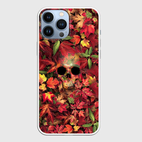 Чехол для iPhone 13 Pro Max с принтом Осенний череп в Кировске,  |  | halloween | клен | кленовые | листья | осень | скелет | хеллоуин | череп