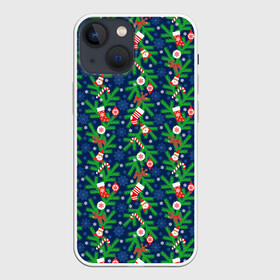 Чехол для iPhone 13 mini с принтом Новогодние Игрушки на Ёлке в Кировске,  |  | christmas | merry christmas | santa claus | дед мороз | ёлка | елочные шары | игрушки | новый год | подарки | праздник | с новым годом | санта клаус | снегурочка | украшения