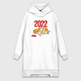 Платье-худи хлопок с принтом Ленивый толстый тигр 2022 в Кировске,  |  | 2022 | год тигра | новый год | новый год 2022 | символ года | тигр | тигренок | тигрица | тигры