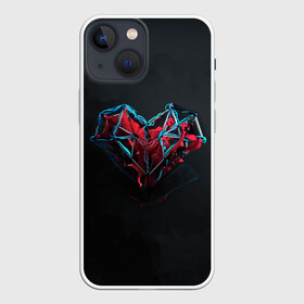 Чехол для iPhone 13 mini с принтом Техносердце в Кировске,  |  | графика | любовь | сердце | серый | техно