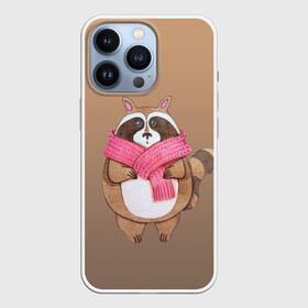 Чехол для iPhone 13 Pro с принтом акварельный енотик в Кировске,  |  | Тематика изображения на принте: raccoon cartoon animal | акварель | детский | енот | мультипликационный персонаж | мультяшка | ребенок | рисунок