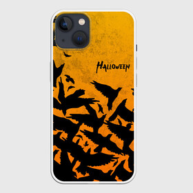 Чехол для iPhone 13 с принтом ВОРОНЫ ХЕЛЛОУИН   CROWS HALLOWEEN в Кировске,  |  | bats | bones | crow | ghost | halloween | pumpkin | skull | вороны | кости | летучие мыши | приведение | призрак | скелет | тыква | хеллоуин | хоррор | хэллоуин