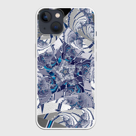 Чехол для iPhone 13 с принтом Абстракция 499 в Кировске,  |  | абстракция | геометрический | геометрия | контрастный | линии | многогранник | серый | синий | строгий | фрактал | яркий