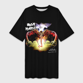 Платье-футболка 3D с принтом Iron Maiden LIVE AT DONINGTON в Кировске,  |  | iron maiden | адриан смит | айран | айрон | группа | дэйв мюррей | железная дева | ирон | майден | мейд | мейден | метал | мрачный | музыка | песни | рок | стив харрис | тяжелый | хеви | хевиметал