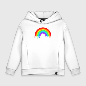 Детское худи Oversize хлопок с принтом Colors of rainbow в Кировске, френч-терри — 70% хлопок, 30% полиэстер. Мягкий теплый начес внутри —100% хлопок | боковые карманы, эластичные манжеты и нижняя кромка, капюшон на магнитной кнопке | colors | paint | rainbow | краска | радуга | цвета радуги