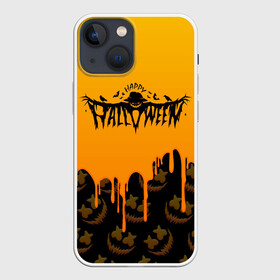 Чехол для iPhone 13 mini с принтом ХЕЛЛОУИН БРЫЗГИ КРАСОК   HALLOWEEN NIGHT в Кировске,  |  | bats | bones | ghost | halloween | pumpkin | skull | кости | летучие мыши | приведение | призрак | скелет | тыква | хеллоуин | хоррор | хэллоуин