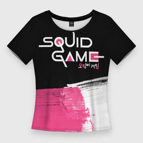 Женская футболка 3D Slim с принтом SQUID GAME (LOGO) в Кировске,  |  | squid game | игра | игра в кальмара | кальмар | сериал