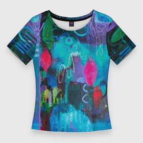 Женская футболка 3D Slim с принтом Морская глубина в Кировске,  |  | абстракция | глубины | дно океана | коралллы | море