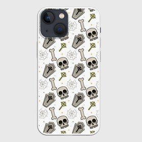 Чехол для iPhone 13 mini с принтом Patern Halloween 18 в Кировске,  |  | 31 | bones | holiday | skull | spider | witches