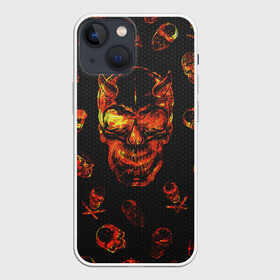 Чехол для iPhone 13 mini с принтом Огненные черепа | Carbon в Кировске,  |  | Тематика изображения на принте: carbon | fire | halloween | nofun | skull | огненные черепа | хелоуин | череп в огне