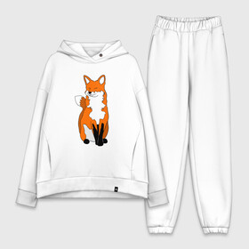 Женский костюм хлопок Oversize с принтом Хитрая лиса с довольной мордой в Кировске,  |  | animals | fox | red fox | животные | зверюшки | лесные животные | лиса | лисенок | лисица | лисичка | милые создания | мультяшные | няшные | рыжая лиса