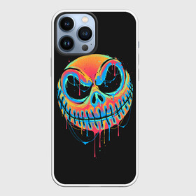 Чехол для iPhone 13 Pro Max с принтом Jack Skellington. Paints в Кировске,  |  | Тематика изображения на принте: before | christmas | halloween | mystic | nightmare | paints | skeleton | skull | smile | джек | джэк | краски | мистика | перед | рождеством | скелет | скеллингтон | смайл | улыбка | хэллоуин | череп