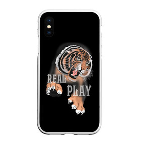 Чехол для iPhone XS Max матовый с принтом Real Play в Кировске, Силикон | Область печати: задняя сторона чехла, без боковых панелей | звери | крупные кошки | новый год | подарок | праздники | тигр | тигренок