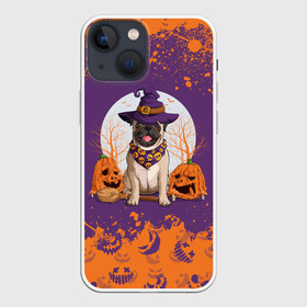 Чехол для iPhone 13 mini с принтом МОПС НА ХЭЛЛОУИН в Кировске,  |  | dog | halloween | haloween | pug | pug halloween | мопс | мопс на хэллоуин | собака | хеллоин | хеллоуин | хелоин | хелоуин | хэллоин | хэллоуин | хэлоин | хэлоуин