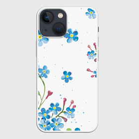 Чехол для iPhone 13 mini с принтом Букет голубых цветов в Кировске,  |  | букет | лепесток | лето | природа | цветы