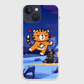 Чехол для iPhone 13 mini с принтом Влюбленный тигренок с сердечками в Кировске,  |  | 2022 | год тигра | новый год | новый год 2022 | символ года | тигр | тигренок | тигрица | тигры