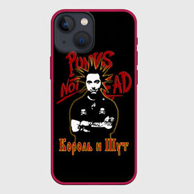 Чехол для iPhone 13 mini с принтом Punks Not Dead (КиШ) в Кировске,  |  | Тематика изображения на принте: anarchy | hard rock | heavy metal | punk rock | punks not dead | rock music | rocknroll | russian rock | анархия | горшок | князь | король и шут | металлист | михаил горшенёв | панк | панк рок | рок музыка | рокер | рокнролл | русский рок