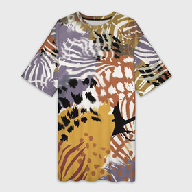 Платье-футболка 3D с принтом Зебра Пятнистая в Кировске,  |  | абстракция | африканский мотив | зебра | когти | тропики