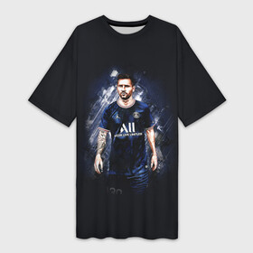 Платье-футболка 3D с принтом Lionel Messi Paris Saint Germain в Кировске,  |  | art | footballer | leo messi | lionel messi | messi | paris saint germain | psg | арт | лео месси | лионель месси | месси | пари сен жермен | псж | футболист