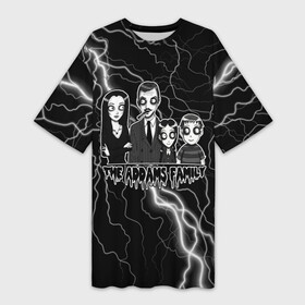 Платье-футболка 3D с принтом Addams family  Семейка Аддамс в Кировске,  |  | адамс | аддамс | гомес | гомэс | мультфильм | пагзли | пагсли | семейка адамс | семейка аддамс | уэнздэй