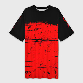 Платье-футболка 3D с принтом КРАСНЫЙ ГРАНЖ  RED GRUNGE в Кировске,  |  | grunge | red | брызги | брызги краски | гранж | краска | краска и ничего лишнего | красная краска | красный | пятна | разводы | черно красный