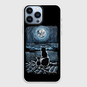 Чехол для iPhone 13 Pro Max с принтом КОТЫ НА КРЫШЕ в Кировске,  |  | cat | moon | night | животные | звезды | звери | кот | котенок | коты | кошка | красиво | крыша | луна | мама | небо | ночь | тьма