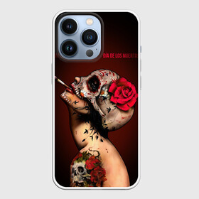 Чехол для iPhone 13 Pro с принтом Ведьма с красной розой в Кировске,  |  | body art | cigarette | day of the dead | halloween | happy halloween | holiday | nude witch | profile | red rose | skull | tattoo | боди арт | день мертвых | красная роза | обнаженная ведьма | праздник | профиль | тату | хэллоуин