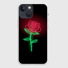 Чехол для iPhone 13 mini с принтом _Неоновая_Роза_ в Кировске,  |  | нейон | неон | неоновая роза | неор | роза | роза нейновая | роза нейоновая