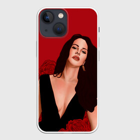 Чехол для iPhone 13 mini с принтом Лана в розах в Кировске,  |  | lana del ray | pop music | исполнитель | исполнительница | лана дел рэй | музыка | поп | попса