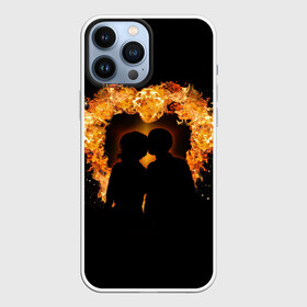 Чехол для iPhone 13 Pro Max с принтом Пара в огненном сердце в Кировске,  |  | heart | love | влюбленные | любовь | огонь | пара | пламя | сердце