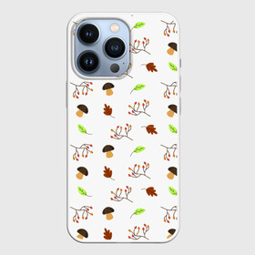 Чехол для iPhone 13 Pro с принтом AUTUMN MOTIFS в Кировске,  |  | autumn | грибы | листья | осень | рябина | сентябрь
