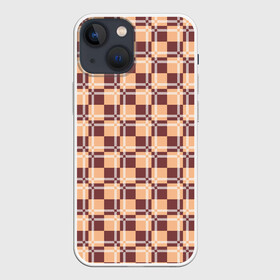 Чехол для iPhone 13 mini с принтом Коричневые и бежевые квадраты с линями в Кировске,  |  | abstraction | lines | squares | абстракция | бежевый | квадраты | линии | молодежный | узор | фигуры коричневый