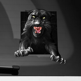 Наклейка на автомобиль с принтом Black panther черная пантера в Кировске, ПВХ |  | black panther | зверь | злая | красивая кошка | прыгает | хищник | черная пантера