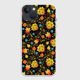 Чехол для iPhone 13 с принтом Хохломa в Кировске,  |  | art | flowers | holoma | oldschool | листья | рисунок | роспись | холома | цветы