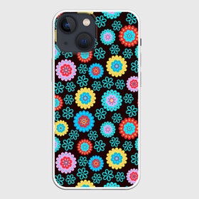 Чехол для iPhone 13 mini с принтом Flоwers в Кировске,  |  | colour | flowers | texture | разноцветные | текстура | цветы
