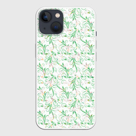 Чехол для iPhone 13 с принтом Весенние узоры из листьев в Кировске,  |  | весна | лето | листья | растения | цветы
