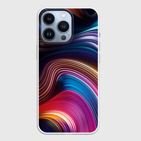 Чехол для iPhone 13 Pro с принтом Цветные неоновые волны в Кировске,  |  | colorful waves | digital art | neon stripes | rainbow | абстракция | волны красок | неоновые волны | неоновый узор | цветные волны | цветные полосы